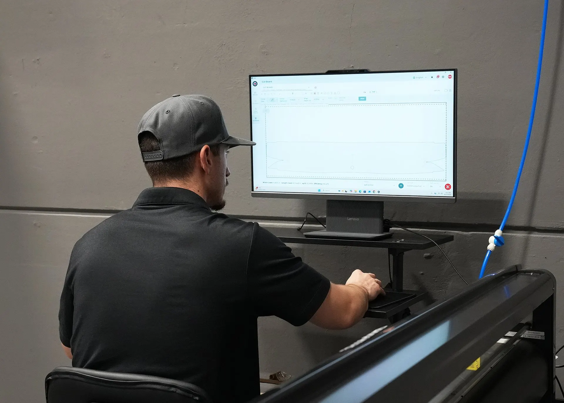 Film patterns being cut on the plotter